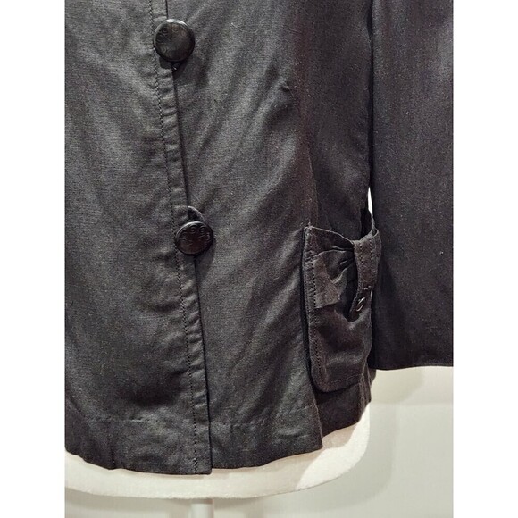 LARRY Levine Black Linen Blend Button Front Peter Pan Collar Blazer Jacket, M - Picture 3 of 9